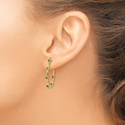 True Origin 14K White Gold 1/5 carat Lab Grown Diamond VS+ F+ & Emerald Post Hoop Complete Earrings