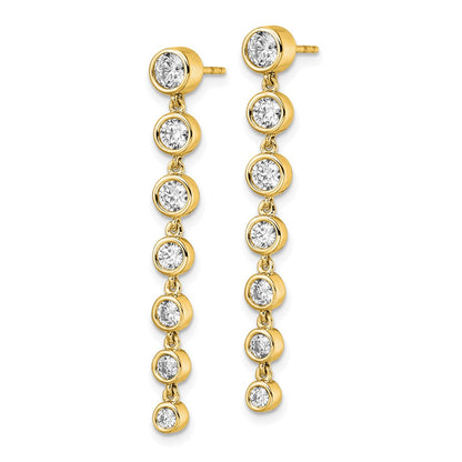 True Origin 14K Yellow Gold 1 1/2 carat Lab Grown Diamond VS+ F+ Complete Graduated Dangle Post Earrings