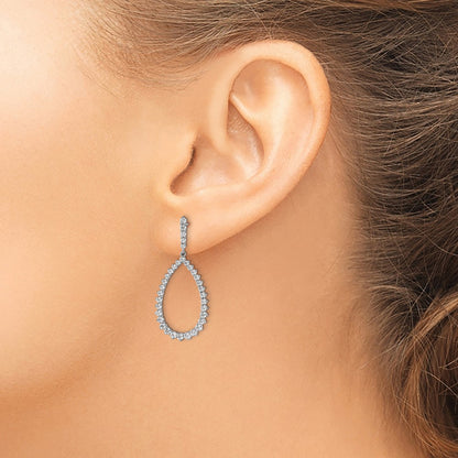 True Origin 14K White Gold 1 1/2 carat Lab Grown Diamond VS+ F+ Complete Dangle Hoop Earrings