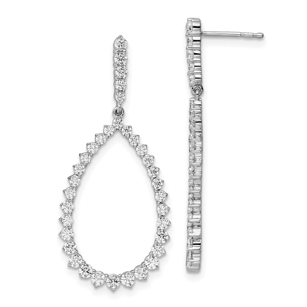 True Origin 14K White Gold 1 1/2 carat Lab Grown Diamond VS+ F+ Complete Dangle Hoop Earrings