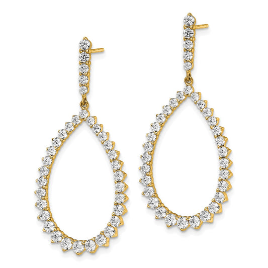 True Origin 14K Yellow Gold 3 carat Lab Grown Diamond VS+ F+ Complete Dangle Hoop Earrings