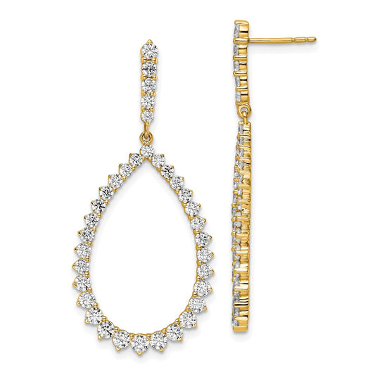 True Origin 14K Yellow Gold 3 carat Lab Grown Diamond VS+ F+ Complete Dangle Hoop Earrings