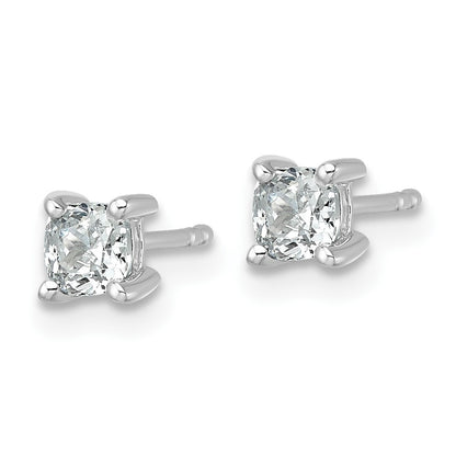 14k White Gold 3/4 carat Lab Grown Diamond VS+ F+ Cushion Complete Four Prong Stud Earrings