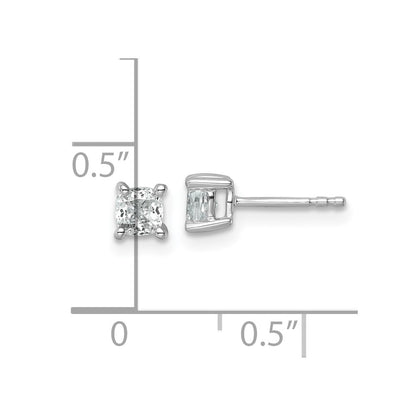 14k White Gold 3/4 carat Lab Grown Diamond VS+ F+ Cushion Complete Four Prong Stud Earrings