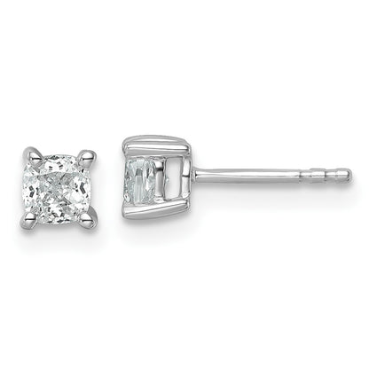 14k White Gold 3/4 carat Lab Grown Diamond VS+ F+ Cushion Complete Four Prong Stud Earrings