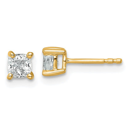 14k 3/4 carat Lab Grown Diamond VS+ F+ Cushion Complete Four Prong Stud Earrings