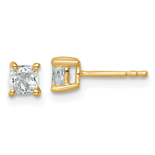 14k 3/4 carat Lab Grown Diamond VS+ F+ Cushion Complete Four Prong Stud Earrings