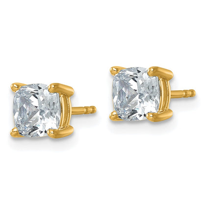 14k 2 carat Lab Grown Diamond VS+ F+ Cushion Complete Four Prong Stud Earrings