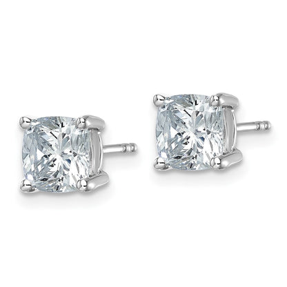 14k White Gold 3 carat Certified Lab Grown Diamond VS/SI+ G+ Cushion Complete Four Prong Stud Earrings