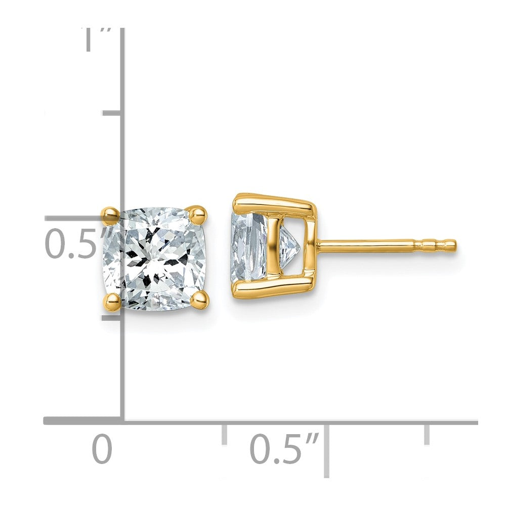 14k 3 carat Lab Grown Diamond VS/SI+ G+ Cushion Complete Four Prong Stud Earrings
