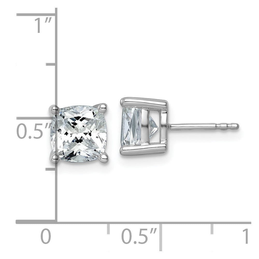 14k White Gold 4 carat Certified Lab Grown Diamond VS+ F+ Cushion Complete Four Prong Stud Earrings