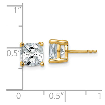 14k 4 carat Lab Grown Diamond VS/SI+ G+ Cushion Complete Four Prong Stud Earrings