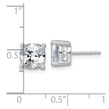 14k White Gold 5 carat Lab Grown Diamond VS/SI+ G+ Cushion Complete Four Prong Stud Earrings