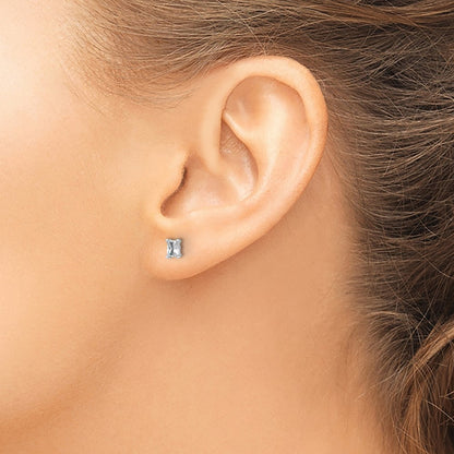 14k White Gold 1/2 carat Lab Grown Diamond VS/SI+ G+ Radiant Complete Four Prong Stud Earrings