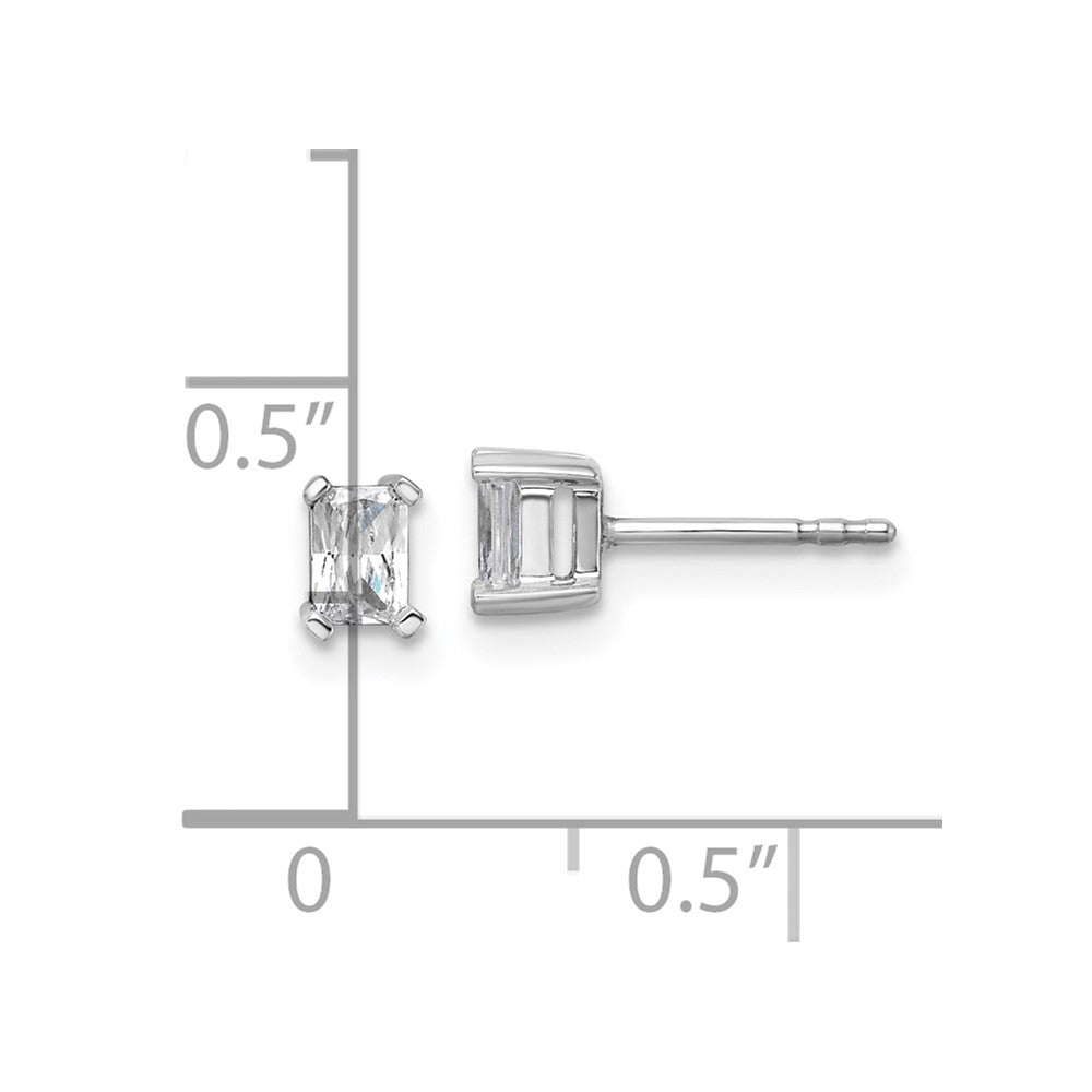 14k White Gold 1/2 carat Lab Grown Diamond VS+ F+ Radiant Complete Four Prong Stud Earrings