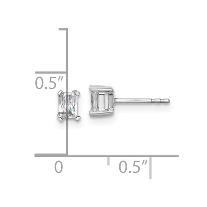 14k White Gold 1/2 carat Lab Grown Diamond VS/SI+ G+ Radiant Complete Four Prong Stud Earrings