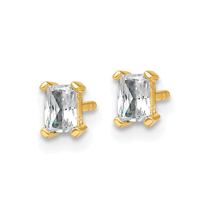 14k 1/2 carat Lab Grown Diamond VS+ F+ Radiant Complete Four Prong Stud Earrings