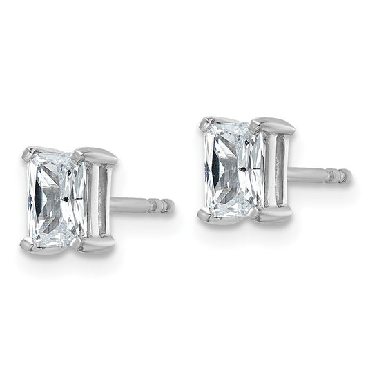 14k White Gold 1 carat Lab Grown Diamond VS+ F+ Radiant Complete Four Prong Stud Earrings