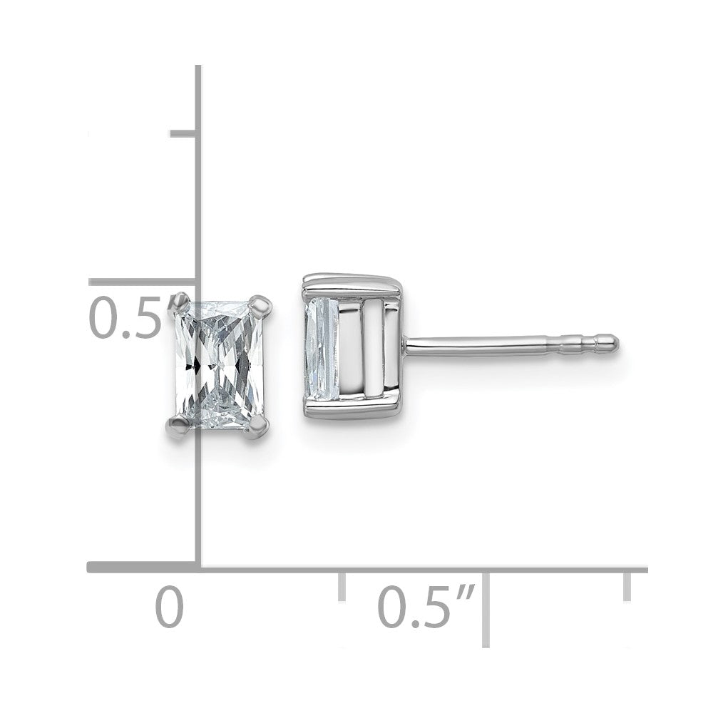 14k White Gold 1 carat Lab Grown Diamond VS/SI+ G+ Radiant Complete Four Prong Stud Earrings