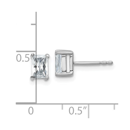 14k White Gold 1 carat Lab Grown Diamond VS/SI+ G+ Radiant Complete Four Prong Stud Earrings