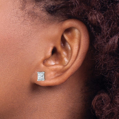14k White Gold 1 1/2 carat Lab Grown Diamond VS/SI+ G+ Radiant Complete Four Prong Stud Earrings