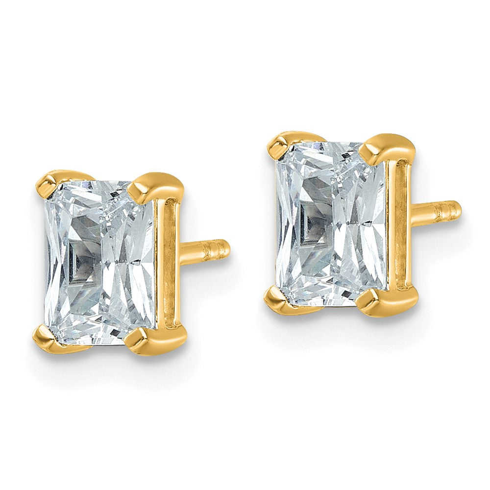 14k 2 carat Lab Grown Diamond VS+ F+ Radiant Complete Four Prong Stud Earrings
