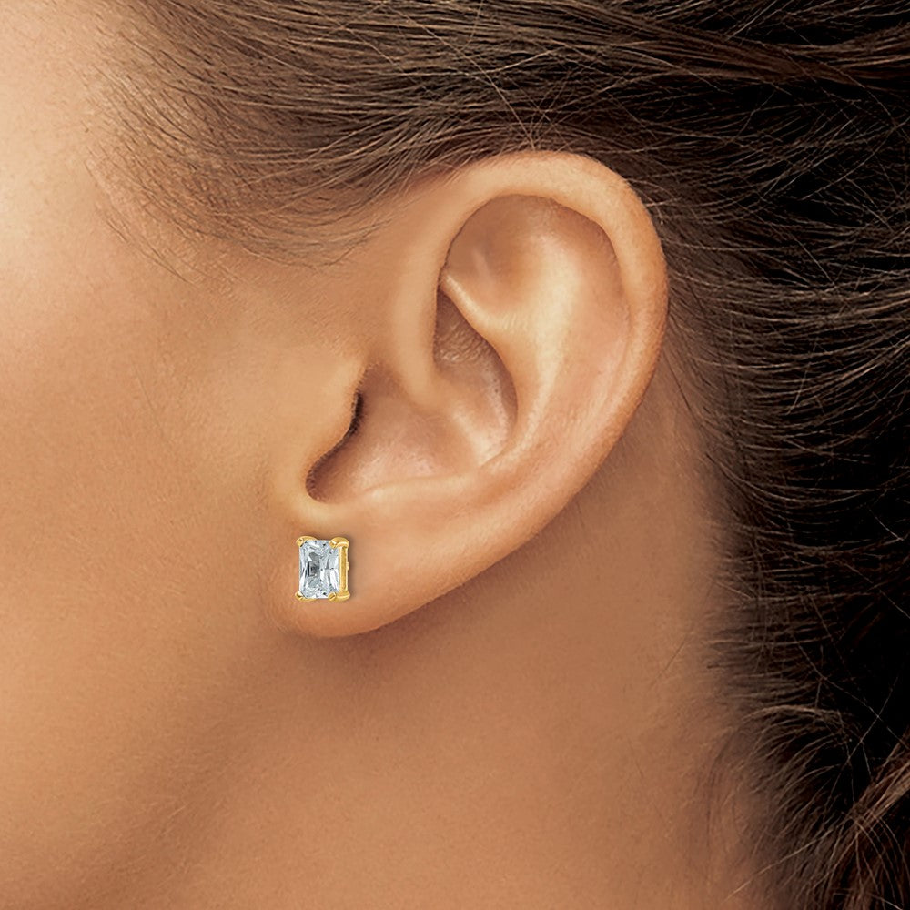 14k 2 carat Lab Grown Diamond VS+ F+ Radiant Complete Four Prong Stud Earrings