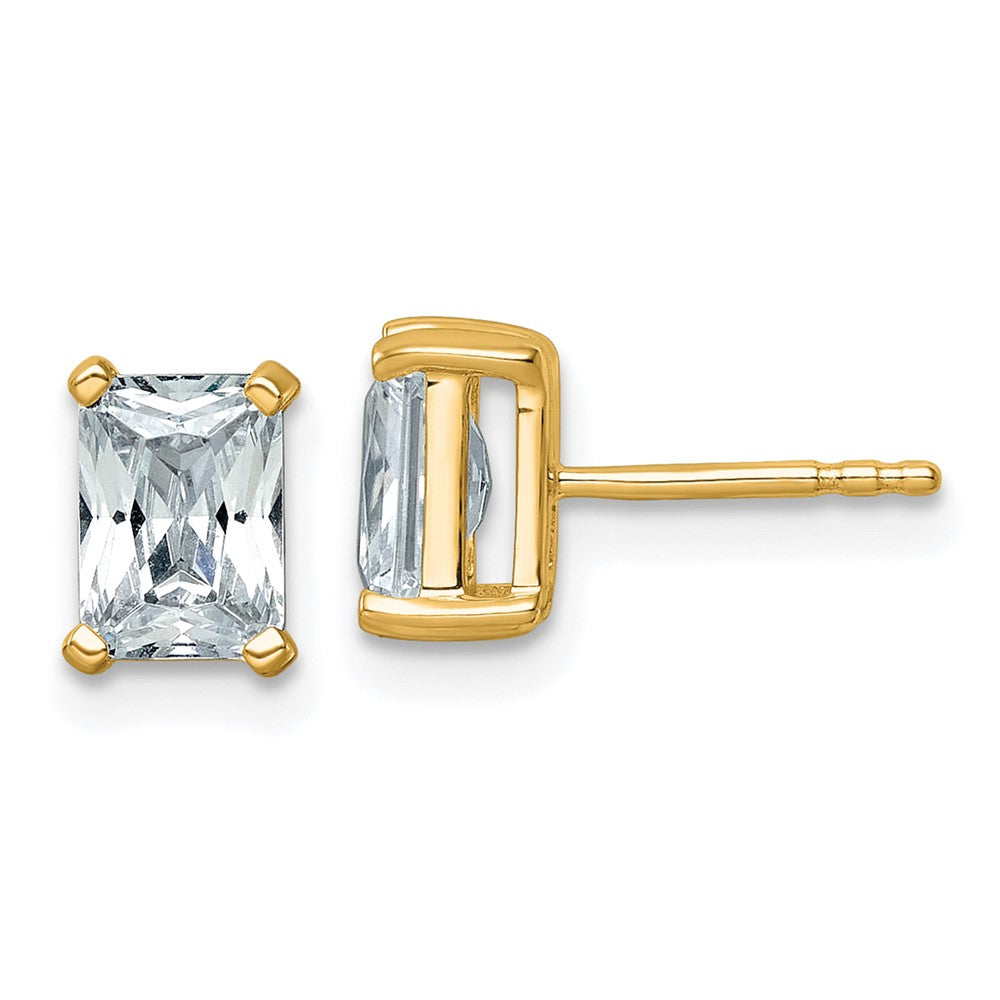 14k 2 carat Certified Lab Grown Diamond VS+ F+ Radiant Complete Four Prong Stud Earrings