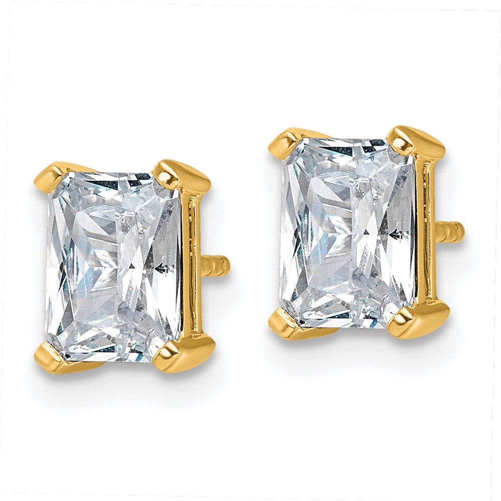 14k 3 carat Lab Grown Diamond VS/SI+ G+ Radiant Complete Four Prong Stud Earrings