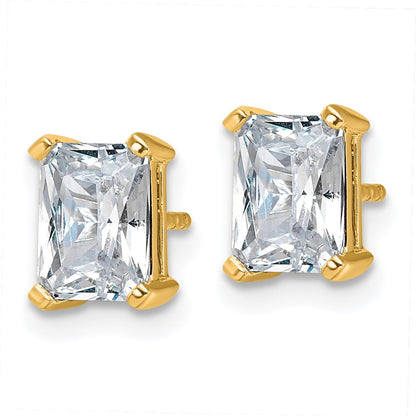 14k 3 carat Lab Grown Diamond VS/SI+ G+ Radiant Complete Four Prong Stud Earrings