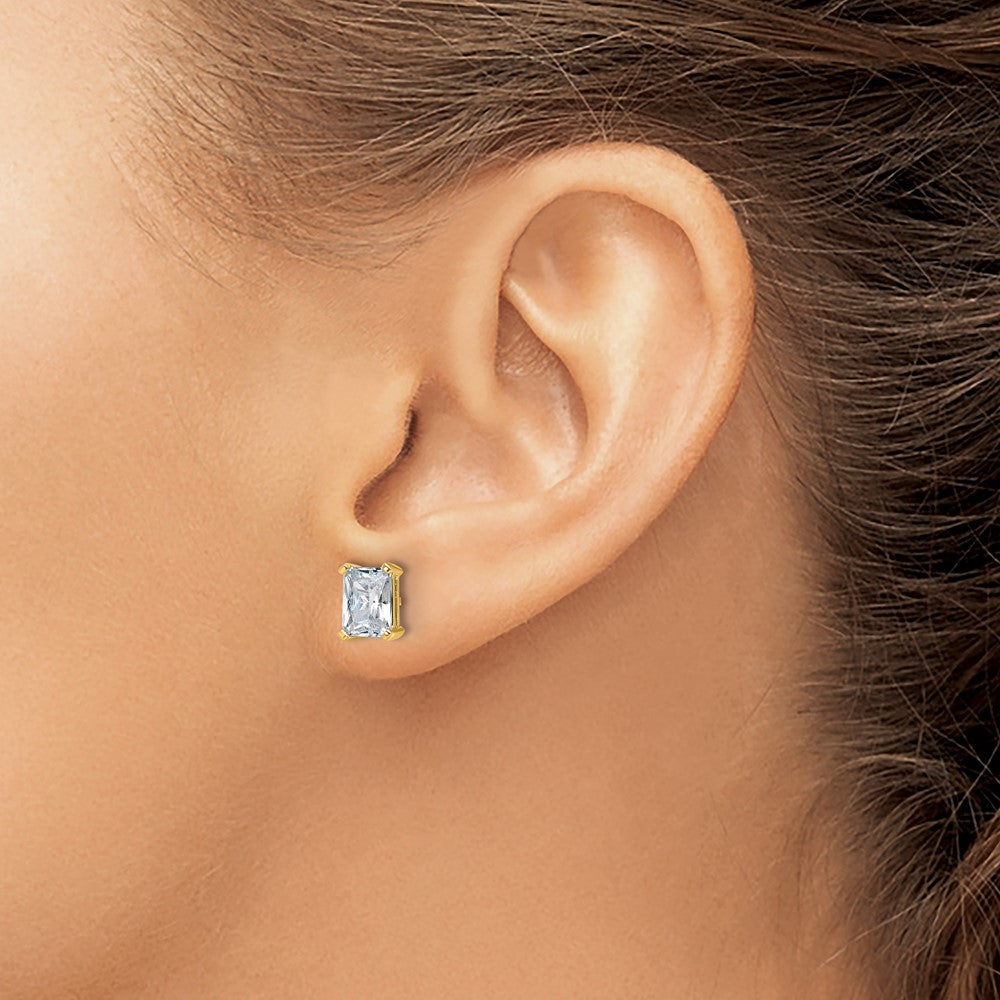 14k 3 carat Lab Grown Diamond VS/SI+ G+ Radiant Complete Four Prong Stud Earrings