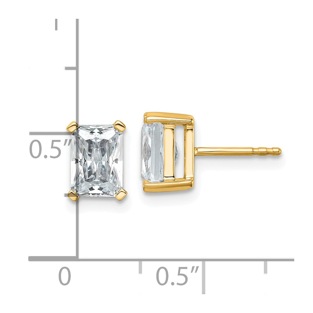 14k 3 carat Lab Grown Diamond VS/SI+ G+ Radiant Complete Four Prong Stud Earrings