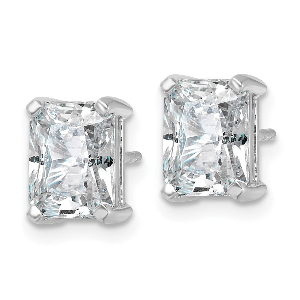14k White Gold 4 carat Lab Grown Diamond VS+ F+ Radiant Complete Four Prong Stud Earrings