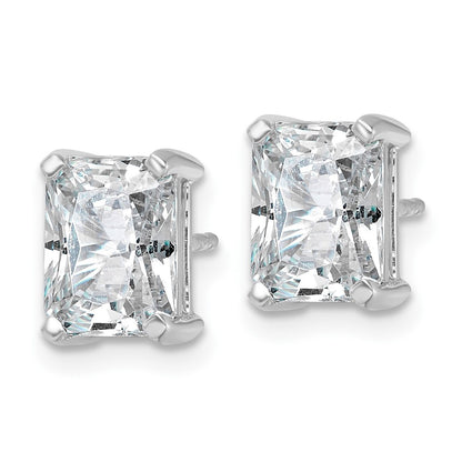 14k White Gold 4 carat Lab Grown Diamond VS+ F+ Radiant Complete Four Prong Stud Earrings