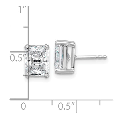 14k White Gold 4 carat Lab Grown Diamond VS+ F+ Radiant Complete Four Prong Stud Earrings