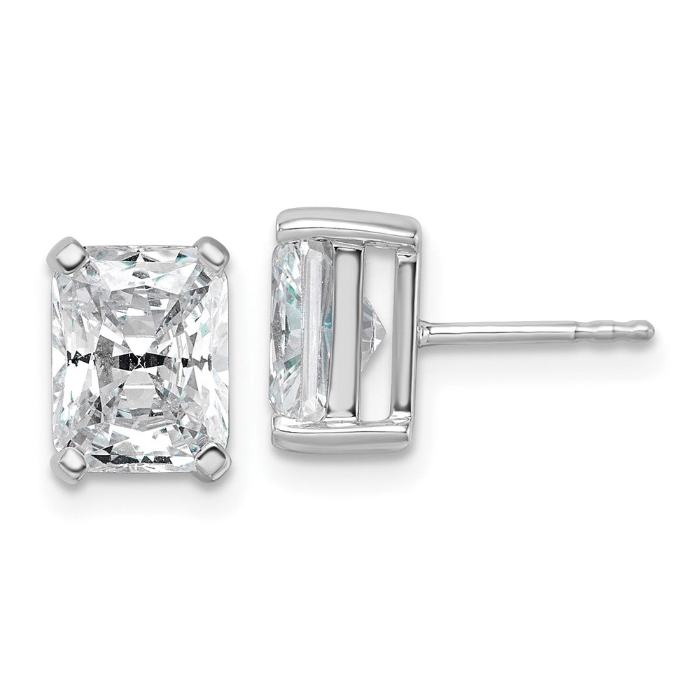 14k White Gold 4 carat Lab Grown Diamond VS+ F+ Radiant Complete Four Prong Stud Earrings