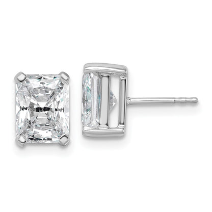 14k White Gold 4 carat Lab Grown Diamond VS+ F+ Radiant Complete Four Prong Stud Earrings