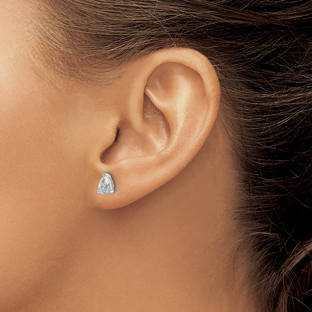 14k White Gold 3/4 carat Lab Grown Diamond VS/SI+ G+ Complete Pear Three Prong Stud Earrings