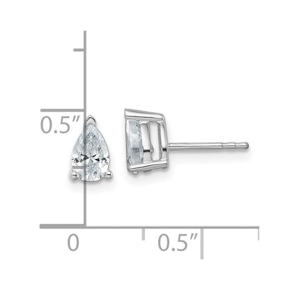 14k White Gold 1 carat Lab Grown Diamond VS/SI+ G+ Complete Pear Three Prong Stud Earrings