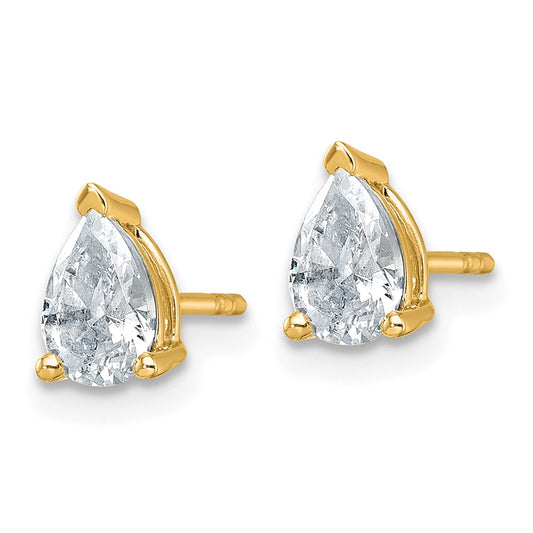 14k 1 carat Lab Grown Diamond VS/SI+ G+ Complete Pear Three Prong Stud Earrings