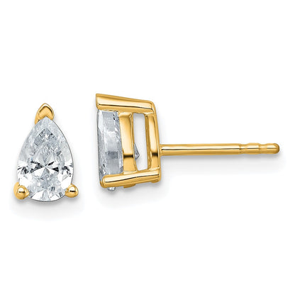 14k 1 carat Lab Grown Diamond VS/SI+ G+ Complete Pear Three Prong Stud Earrings