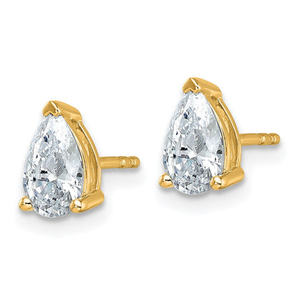 14k 1 1/2 carat Lab Grown Diamond VS/SI+ G+ Complete Pear Three Prong Stud Earrings