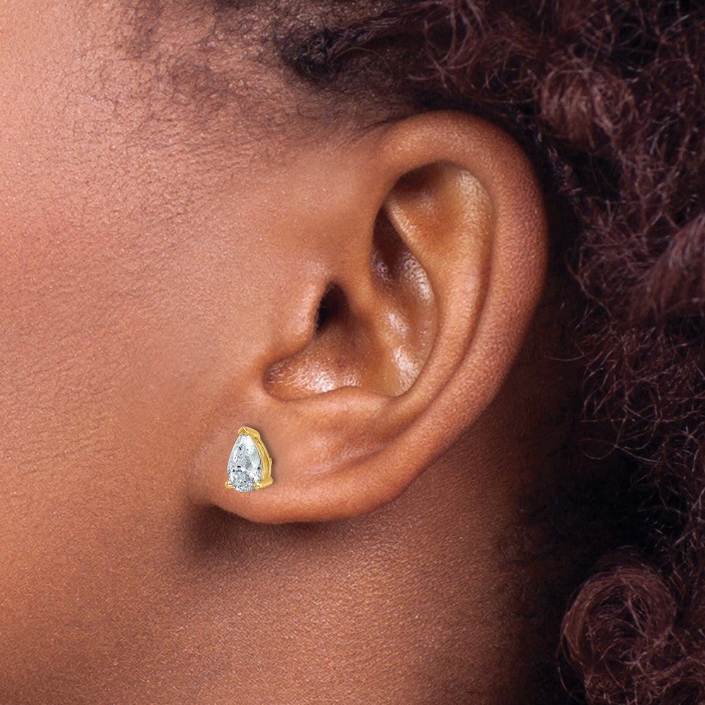 14k 1 1/2 carat Lab Grown Diamond VS/SI+ G+ Complete Pear Three Prong Stud Earrings