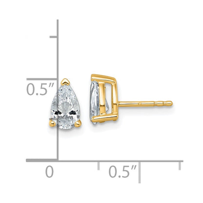 14k 1 1/2 carat Lab Grown Diamond VS/SI+ G+ Complete Pear Three Prong Stud Earrings