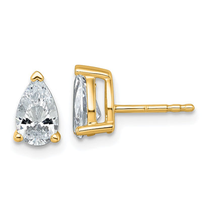 14k 1 1/2 carat Lab Grown Diamond VS/SI+ G+ Complete Pear Three Prong Stud Earrings