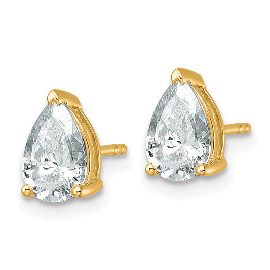 14k 2 carat Lab Grown Diamond VS/SI+ G+ Complete Pear Three Prong Stud Earrings