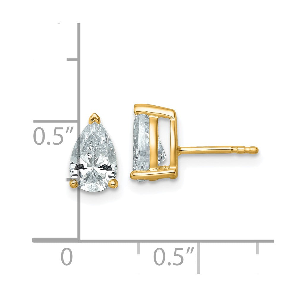 14k 2 carat Lab Grown Diamond VS/SI+ G+ Complete Pear Three Prong Stud Earrings
