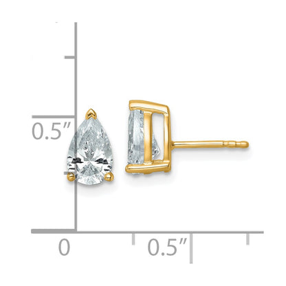 14k 2 carat Lab Grown Diamond VS/SI+ G+ Complete Pear Three Prong Stud Earrings