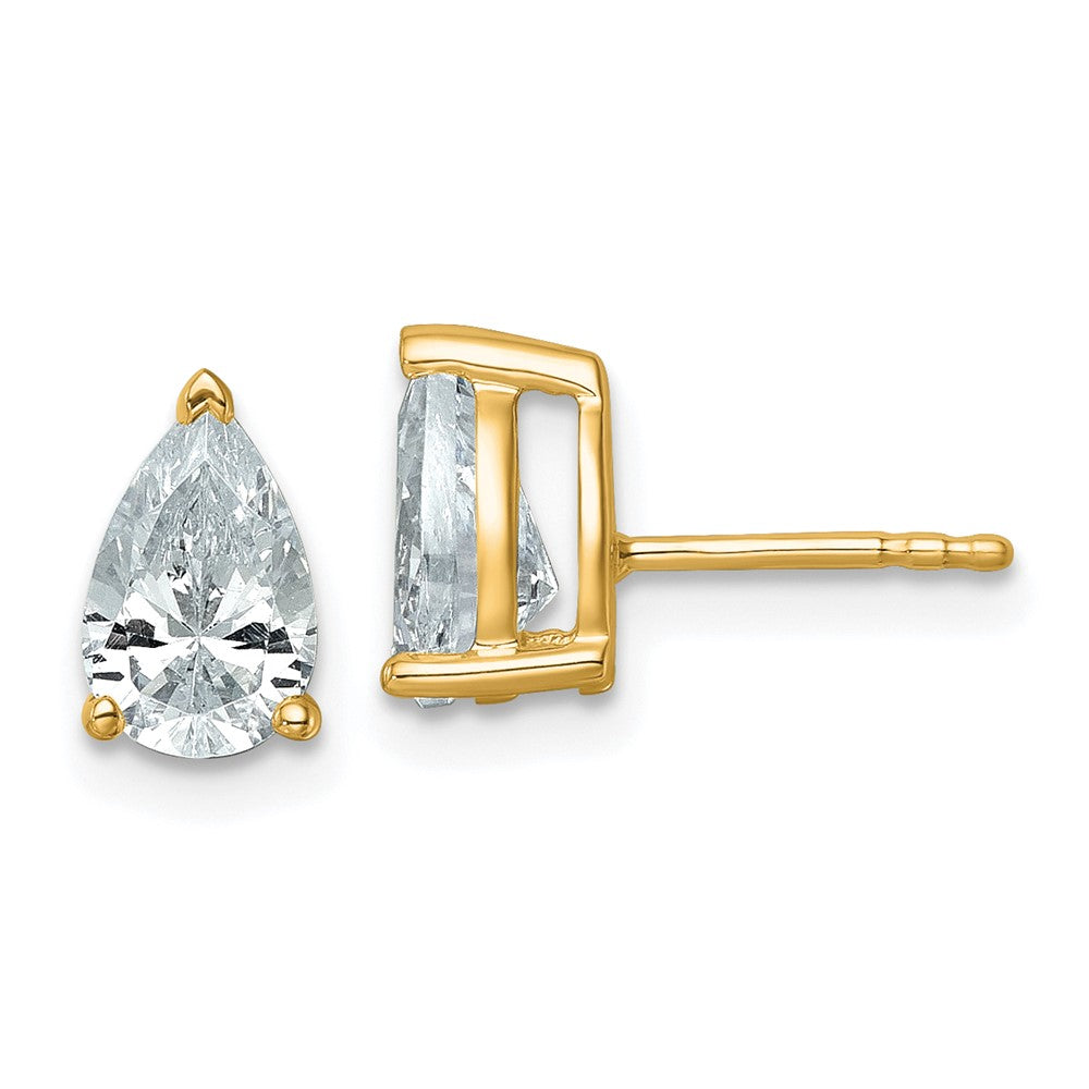 14k 2 carat Lab Grown Diamond VS/SI+ G+ Complete Pear Three Prong Stud Earrings