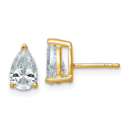 14k 2 carat Lab Grown Diamond VS/SI+ G+ Complete Pear Three Prong Stud Earrings